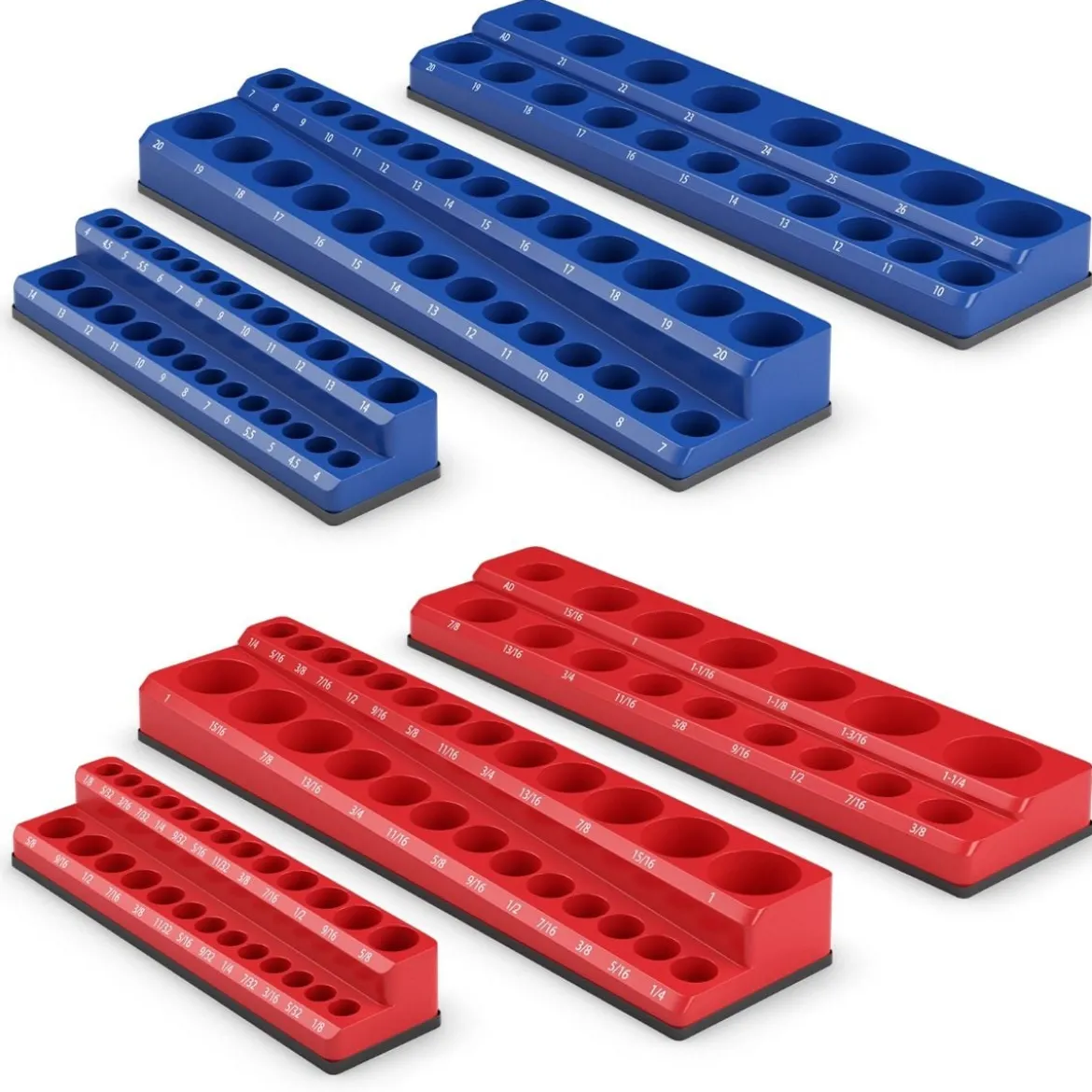 6 Stk. Steckschlüssel Halter magnetisch 1/2-Zoll-, 3/8-Zoll- und 1/4-Zoll Aufsteckschiene für Stecknüsse