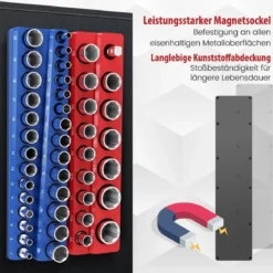 6 Stk. Steckschlüssel Halter magnetisch 1/2-Zoll-, 3/8-Zoll- und 1/4-Zoll Aufsteckschiene für Stecknüsse