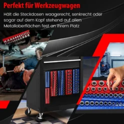 6 Stk. Steckschlüssel Halter magnetisch 1/2-Zoll-, 3/8-Zoll- und 1/4-Zoll Aufsteckschiene für Stecknüsse
