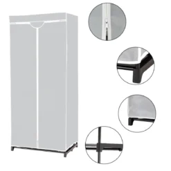 Stoff Kleiderschrank mit Kleiderstange & Ablage Stoffschrank Faltschrank Stoffkleiderschrank