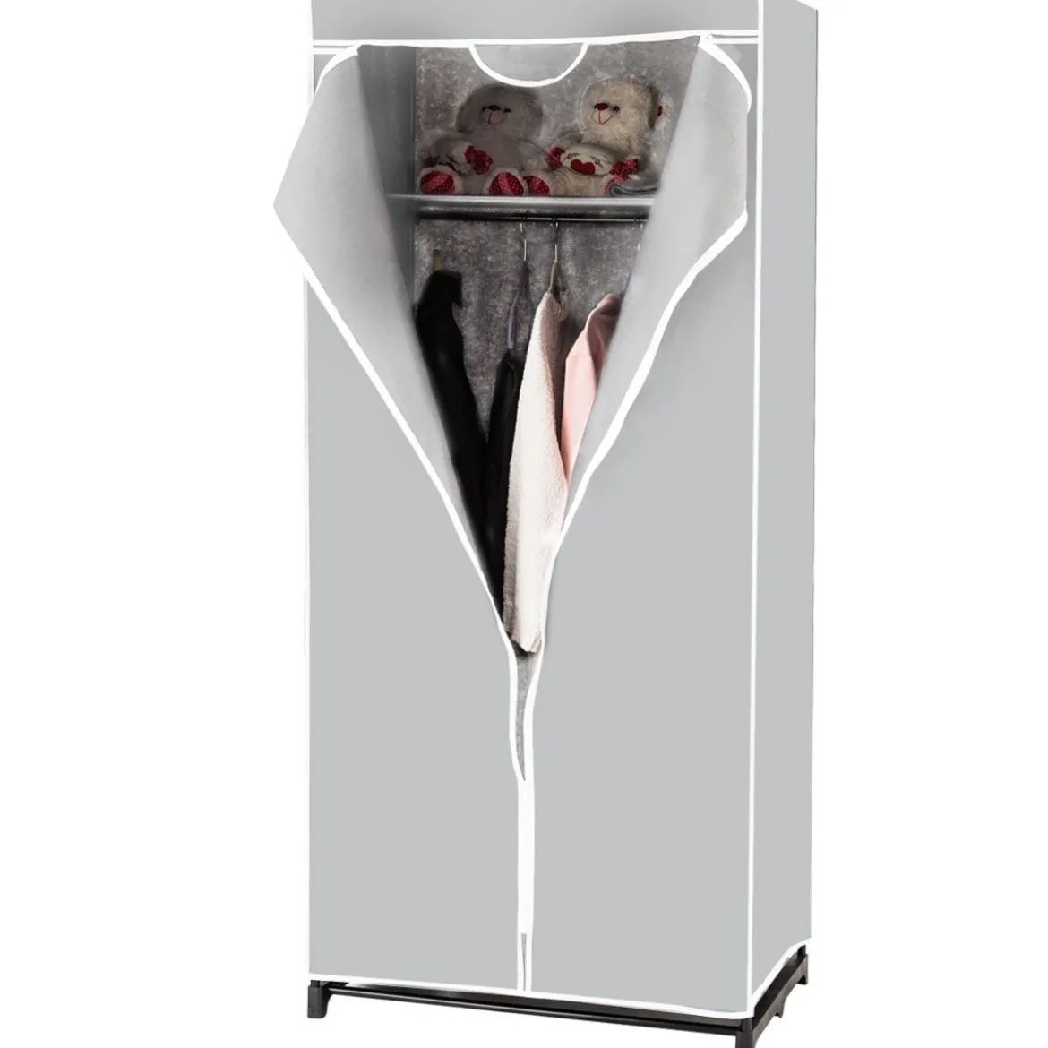Stoff Kleiderschrank mit Kleiderstange & Ablage Stoffschrank Faltschrank Stoffkleiderschrank