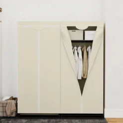 Stoff Kleiderschrank mit Kleiderstange & Ablage Stoffschrank Faltschrank Stoffkleiderschrank