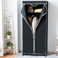Stoff Kleiderschrank mit Kleiderstange & Ablage Stoffschrank Faltschrank Stoffkleiderschrank