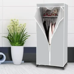 Stoff Kleiderschrank mit Kleiderstange & Ablage Stoffschrank Faltschrank Stoffkleiderschrank