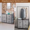 Stoffschrank mit Kleiderstange mit 8 Schubladen 85 x 29 x 167 cm Schwarz + Grau