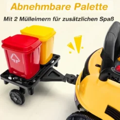Straßenkehrer Elektrotruck für Kinder mit 2 Rotierenden Bürsten Gelb