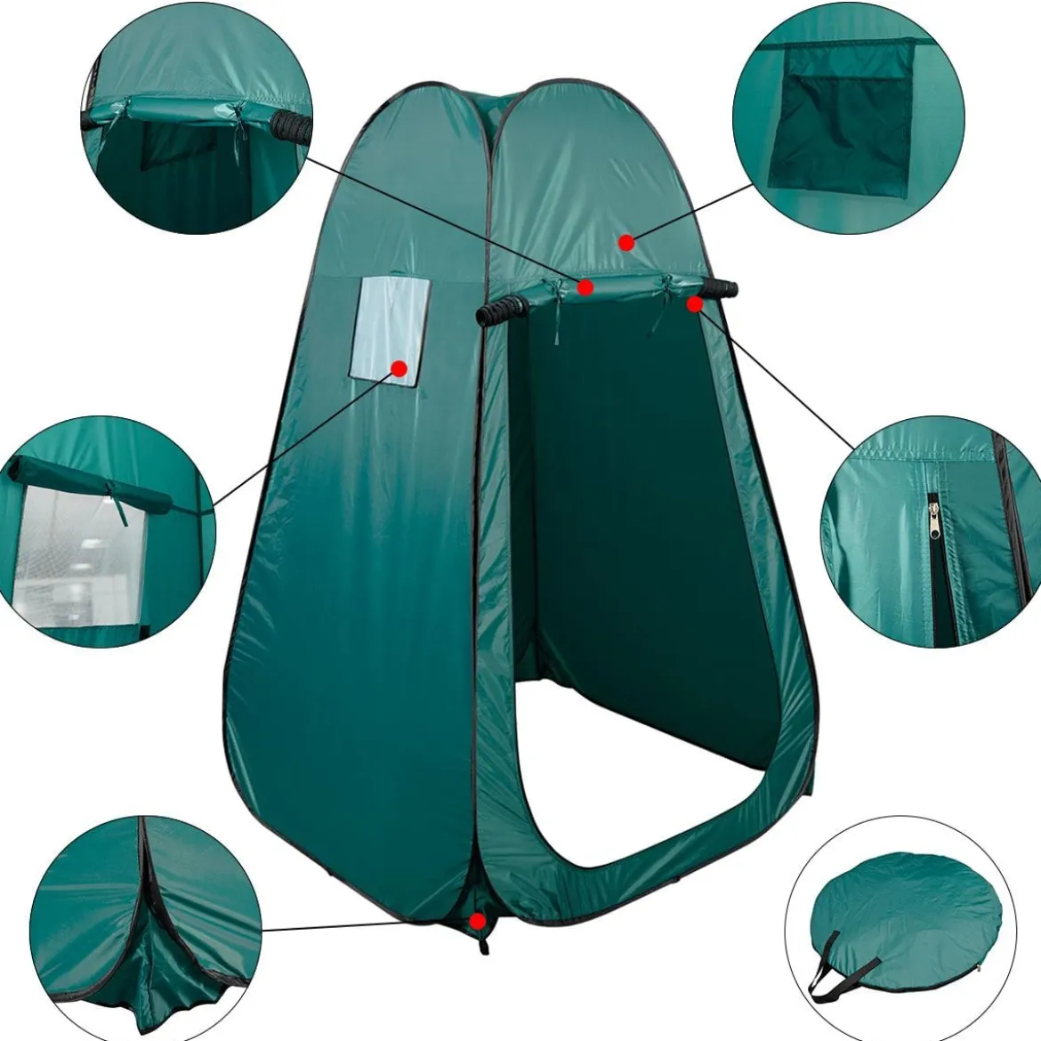 Strand Duschzelt Umkleidezelt 120 x 120 x 190cm Toilettenzelt mit Aufbewahrungstasche Faltbar Grün/Tarnung