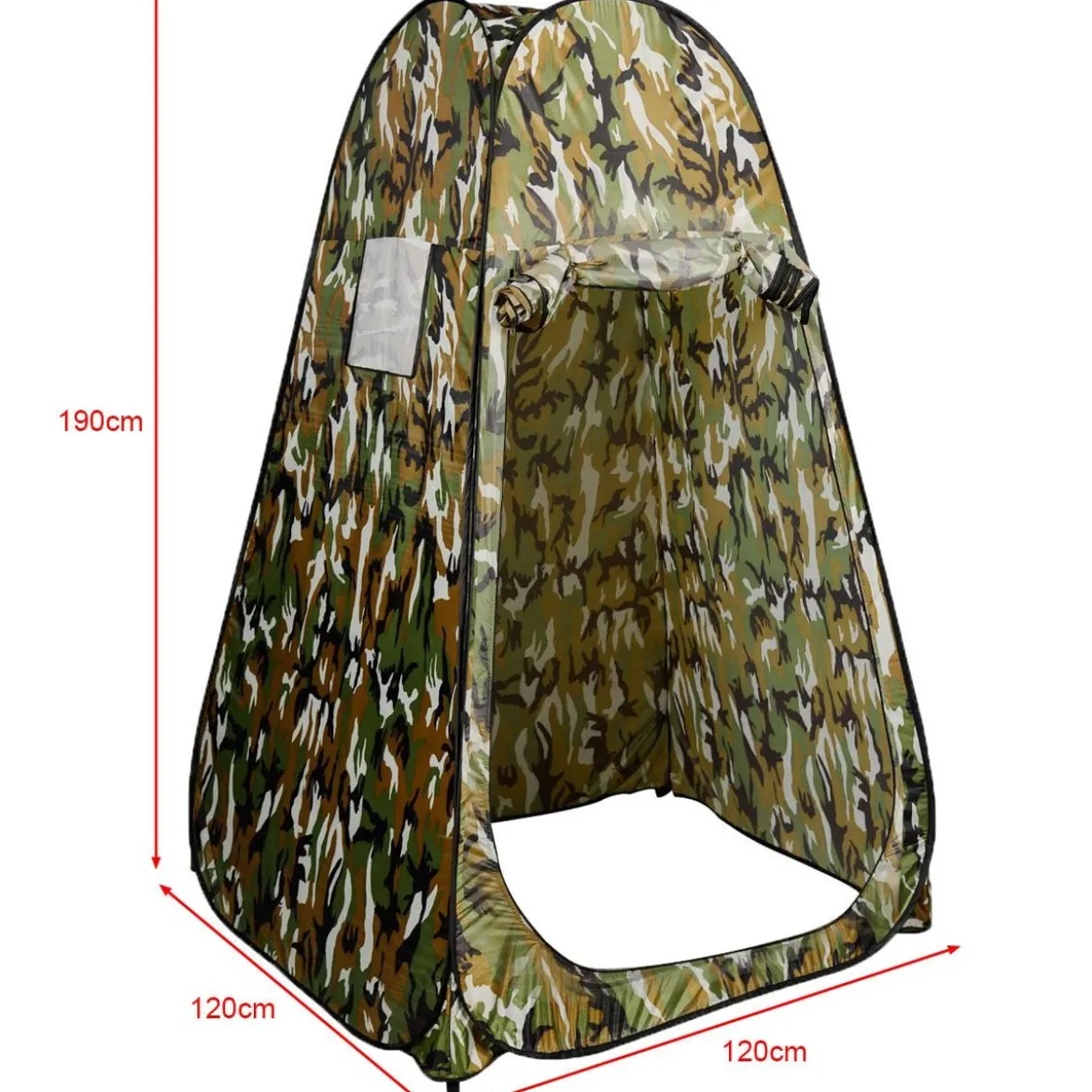 Strand Duschzelt Umkleidezelt 120 x 120 x 190cm Toilettenzelt mit Aufbewahrungstasche Faltbar Grün/Tarnung