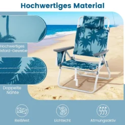 Strandstühle mit Tisch klappbare Campingstühle mit verstellbarer Rückenlehne Klappstühle leicht Blau
