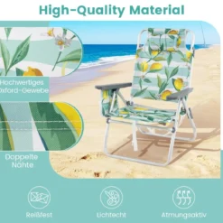 Strandstühle mit Tisch Klappbare Campingstühle mit Verstellbarer Rückenlehne Klappstühle Grün