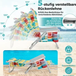Strandstühle 1/2 x Strandstuhl klappbare Campingstühle mit Verstellbarer Rückenlehne