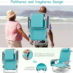 Strandstühle 1/2 x Strandstuhl klappbare Campingstühle mit Verstellbarer Rückenlehne