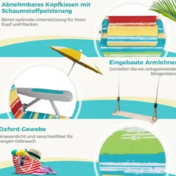 Strandstühle 1/2 x Strandstuhl klappbare Campingstühle mit Verstellbarer Rückenlehne