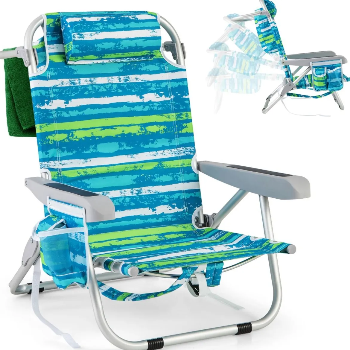 Strandstühle 1/2 x Strandstuhl klappbare Campingstühle mit Verstellbarer Rückenlehne