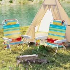 Strandstühle 1/2 x Strandstuhl klappbare Campingstühle mit Verstellbarer Rückenlehne