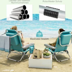 Strandstühle 1/2 x Strandstuhl klappbare Campingstühle mit Verstellbarer Rückenlehne