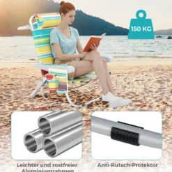 Strandstühle 1/2 x Strandstuhl klappbare Campingstühle mit Verstellbarer Rückenlehne