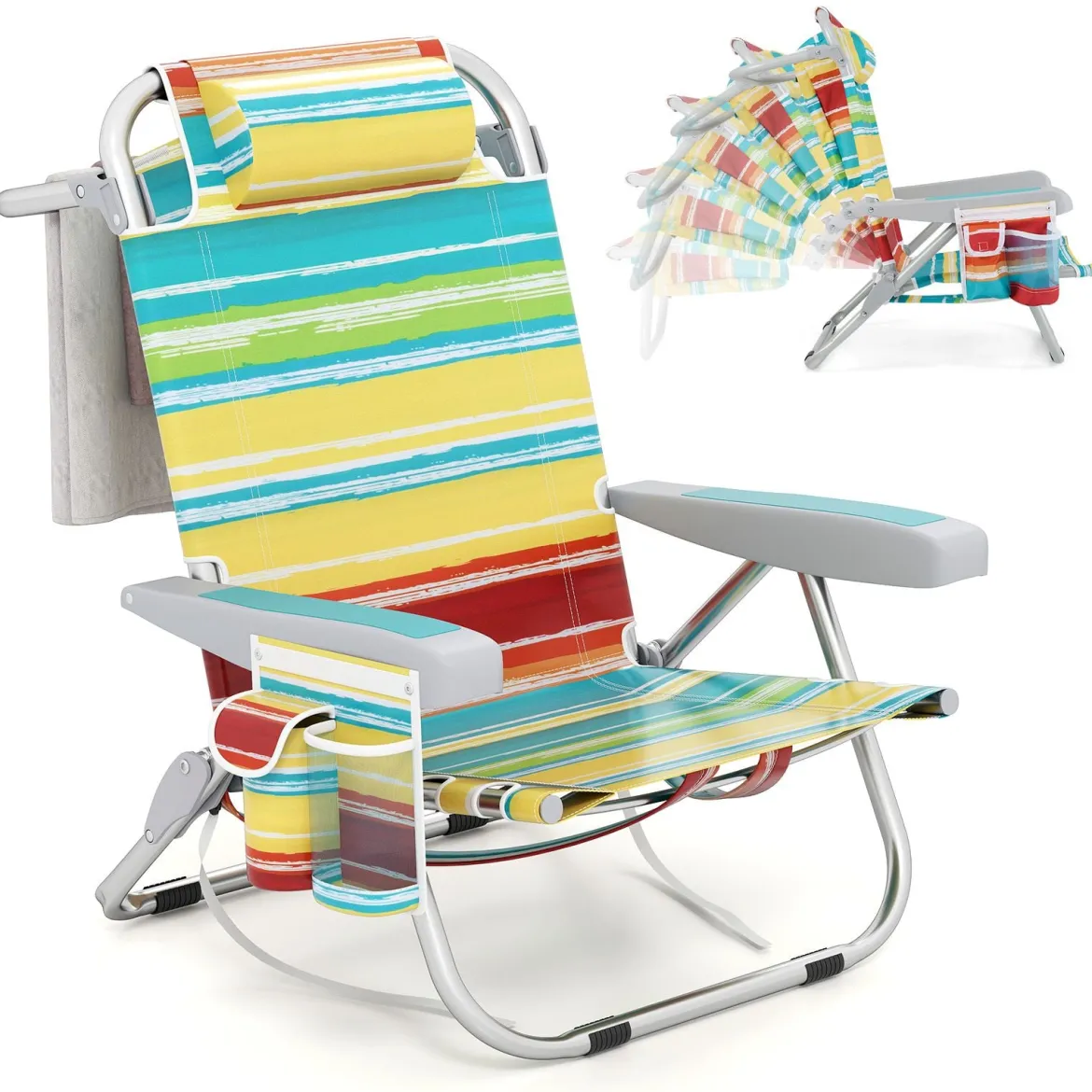 Strandstühle 1/2 x Strandstuhl klappbare Campingstühle mit Verstellbarer Rückenlehne