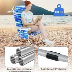 Strandstühle 1/2 x Strandstuhl klappbare Campingstühle mit Verstellbarer Rückenlehne