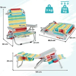Strandstühle 1/2 x Strandstuhl klappbare Campingstühle mit Verstellbarer Rückenlehne