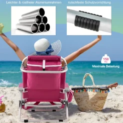 Strandstühle 1/2 x Strandstuhl klappbare Campingstühle mit Verstellbarer Rückenlehne