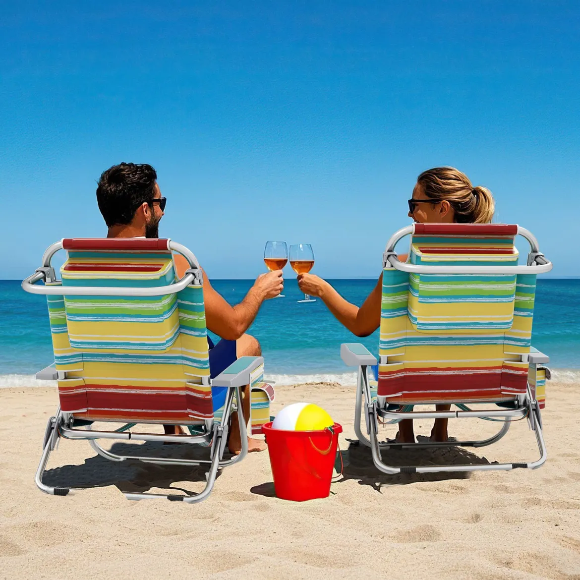 Strandstühle 1/2 x Strandstuhl klappbare Campingstühle mit Verstellbarer Rückenlehne