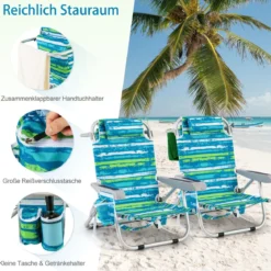 Strandstühle 1/2 x Strandstuhl klappbare Campingstühle mit Verstellbarer Rückenlehne