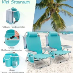 Strandstühle 1/2 x Strandstuhl klappbare Campingstühle mit Verstellbarer Rückenlehne