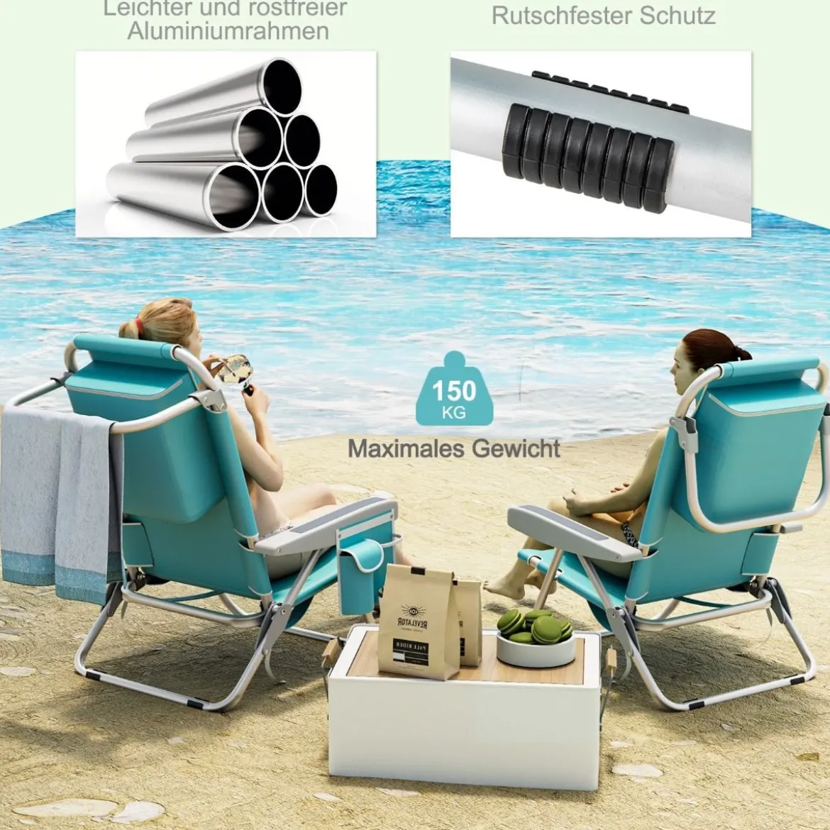 Strandstühle 1/2 x Strandstuhl klappbare Campingstühle mit Verstellbarer Rückenlehne