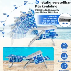 Strandstühle 1/2 x Strandstuhl klappbare Campingstühle mit Verstellbarer Rückenlehne