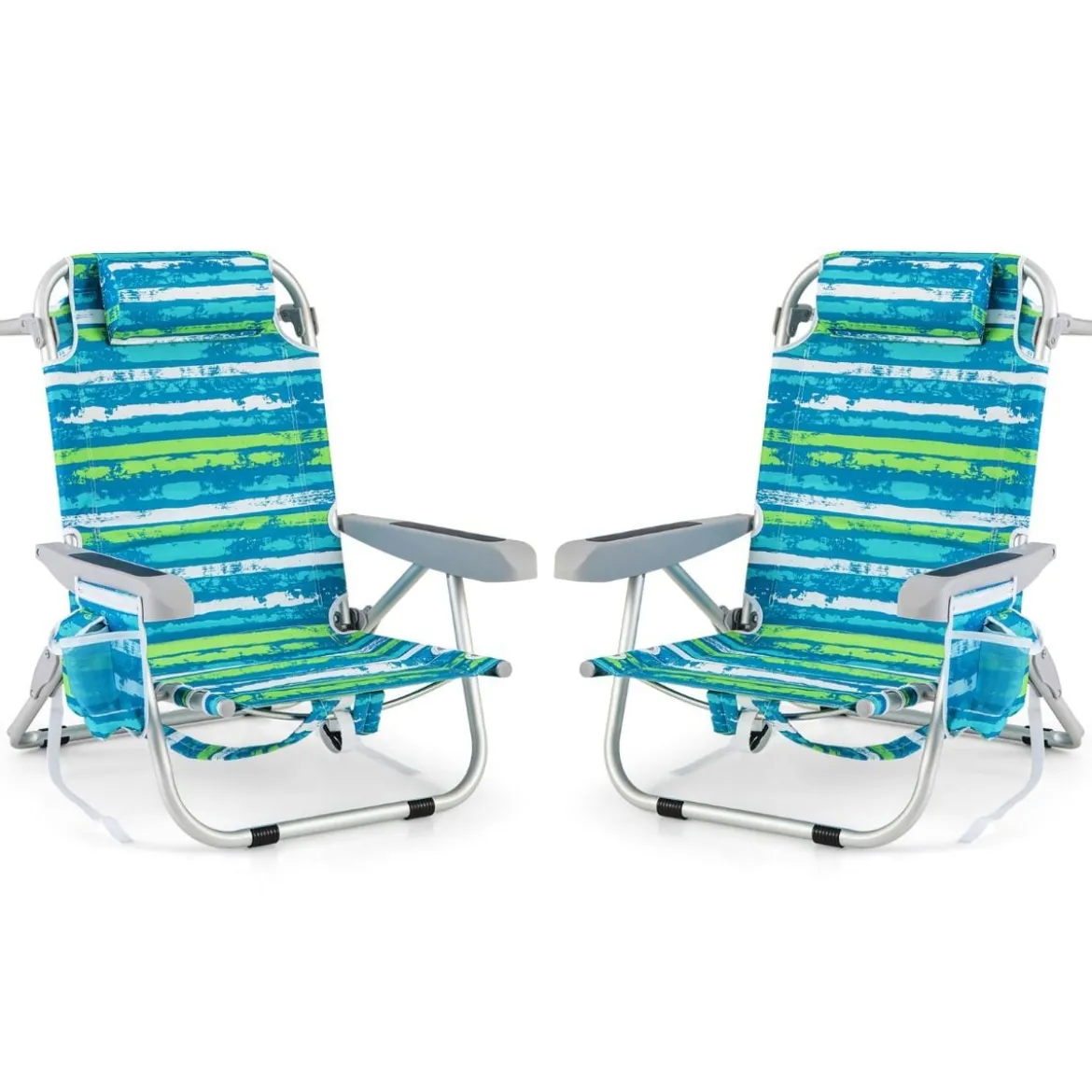 Strandstühle 1/2 x Strandstuhl klappbare Campingstühle mit Verstellbarer Rückenlehne