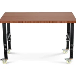 Strapazierfähiger Arbeitstisch aus Bambus verstellbare Werkbank 120 x 60 x 77-101 cm Braun