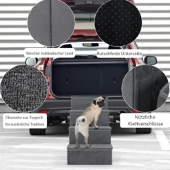 4-Stufen Hundetreppe Rutschfeste Faltbare Hunderrampe Tragbare Haustier Kletterleiter