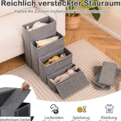 4-Stufen Hundetreppe Rutschfeste Faltbare Hunderrampe Tragbare Haustier Kletterleiter