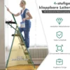 4-Stufen-Leiter mit Werkzeugablage rutschfesten Fußpolstern & Pedalen 150 kg Tragkraft