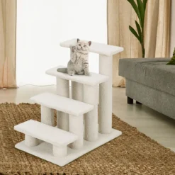 4 Stufen Tiertreppe für Katze & Hunde bis 25 kg Katzentreppe Hundetreppe Treppe Beige
