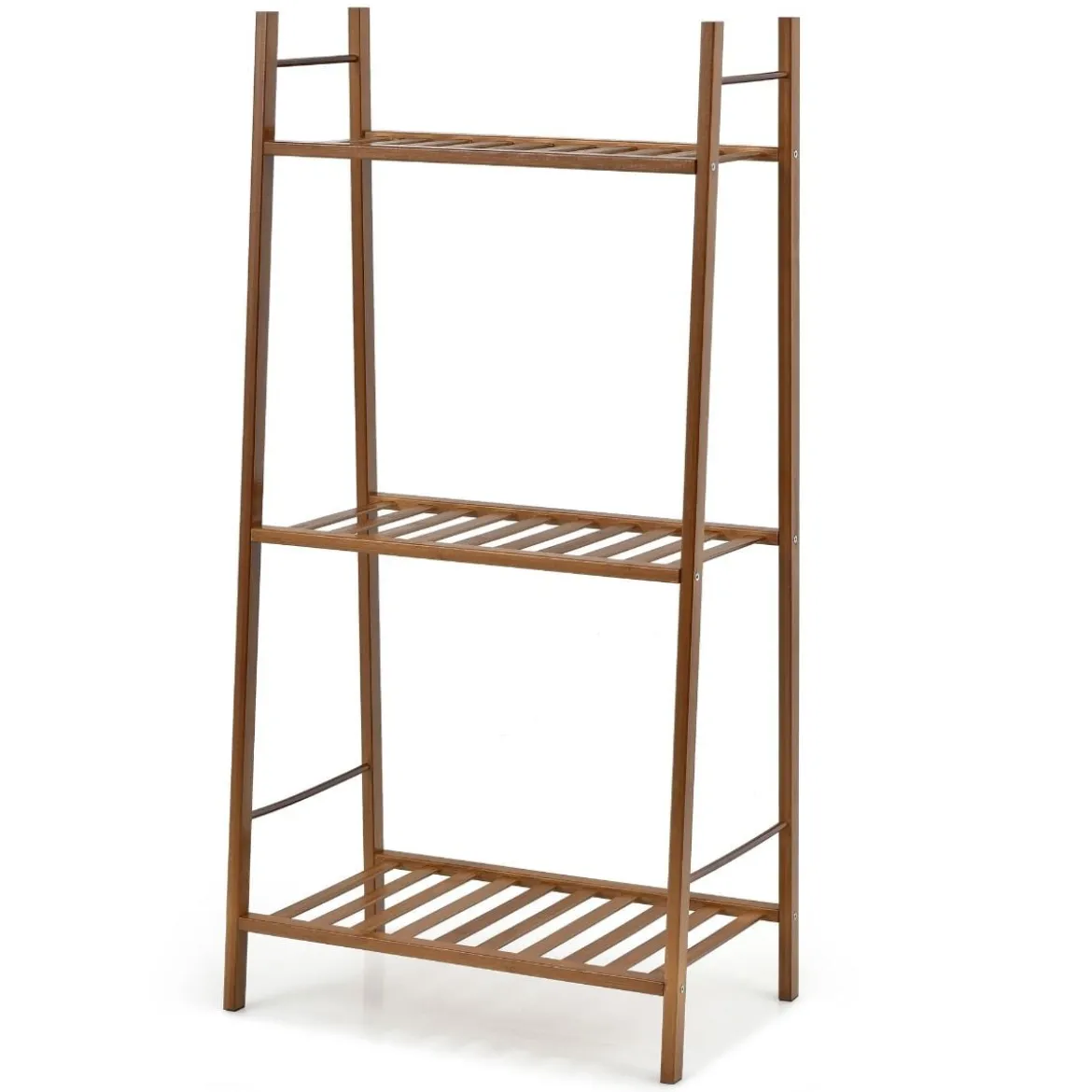 3-Stufige Bambusleiter Freistehendes Eck-Pflanzenregal 49 x 31 x 98 cm Braun