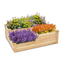 3-stufige Blumenkasten aus Tannenholz mit offenem Boden 107,5 x 87 x 37 cm