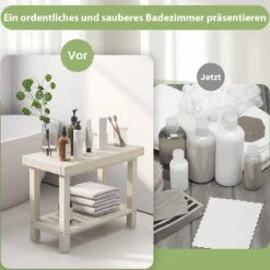 2-stufige Duschbank wasserdichter HDPE-Badezimmer-Duschhocker mit Aufbewahrungsfach Weiß