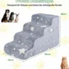 4-stufige Leuchtende Schaumstoff Hundetreppen mit Waschbarer Flanellbezug Haustiertreppe Grau
