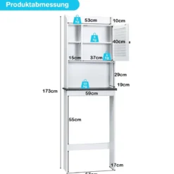 4-stufiger Badezimmer-Über-Toiletten-Schrank Freistehendes Toilettenregal
