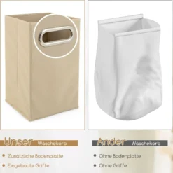 4-stufiger Badezimmerregal mit kippbarem Wäschekorb Bambus Hochschrank Wäscheschrank 36 x 33 x 130 cm Natur + Weiß