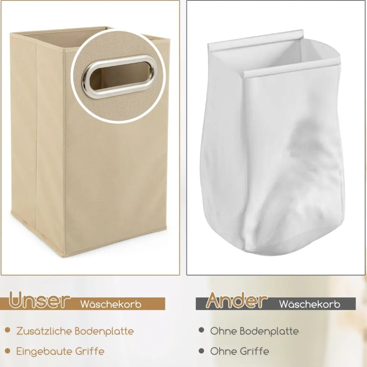 4-stufiger Badezimmerregal mit kippbarem Wäschekorb Bambus Hochschrank Wäscheschrank 36 x 33 x 130 cm Natur + Weiß
