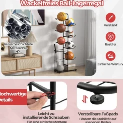 7-stufiger Ball Lagerregal mit Abnehmbaren Hängestangen & Augbewahrungskorb