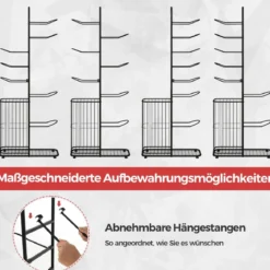 7-stufiger Ball Lagerregal mit Abnehmbaren Hängestangen & Augbewahrungskorb