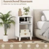 3-stufiger Beistelltisch Nachttisch mit Ablagen & Beinen 39,5 x 29,5 x 65 cm Weiß