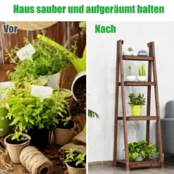 4-stufiger Blumenständer hölzernes Blumenregal Pflanzenständer 45 x 47 x 150 cm Braun