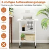 3-stufiger Höhenverstellbarer Druckerständer mit Ablageflächen & Rollen Druckerwagen Weiß