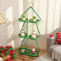 3-stufiger Metall Pflanzenständer in Weihnachtsbaum-Form Blumenständer Blumenregal