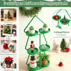 3-stufiger Metall Pflanzenständer in Weihnachtsbaum-Form Blumenständer Blumenregal